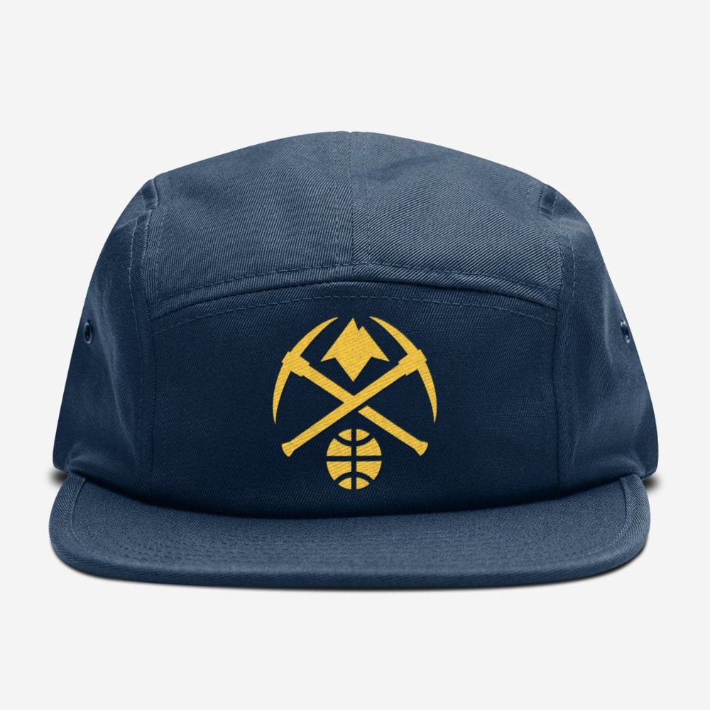 Men's Navy Blue Five-Panel Cap with Yellow Denver Nuggets Logo